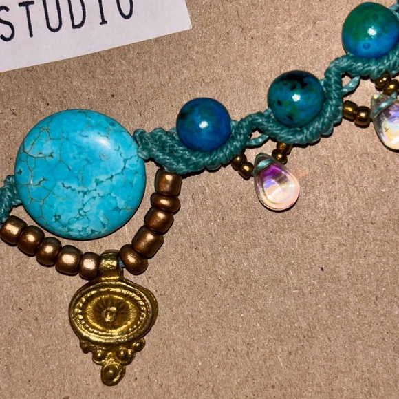 Turquoise and Gold Beaded Necklace - Picture 3 of 7